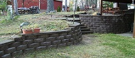 contoured block walls with staircase